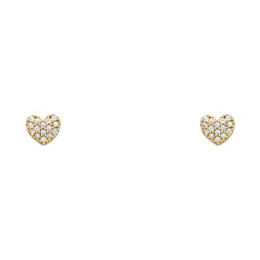 14K Gold Cz Heart Stud Earrings | Ioka Jewelry