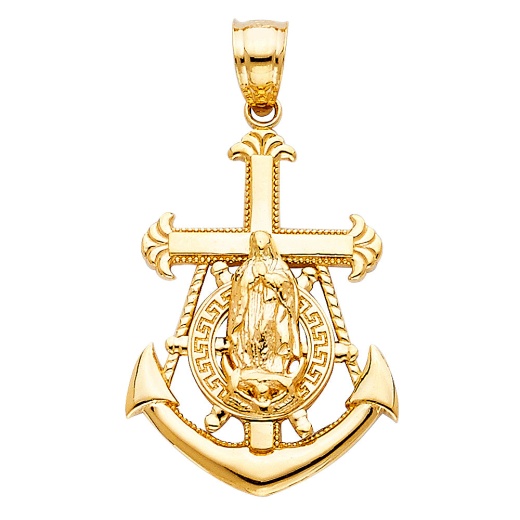 14K Gold Religious Guadalupe Charm Pendant - Ioka
