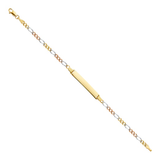 14K Gold Figaro 3+1 Id Bracelet - 7.5'