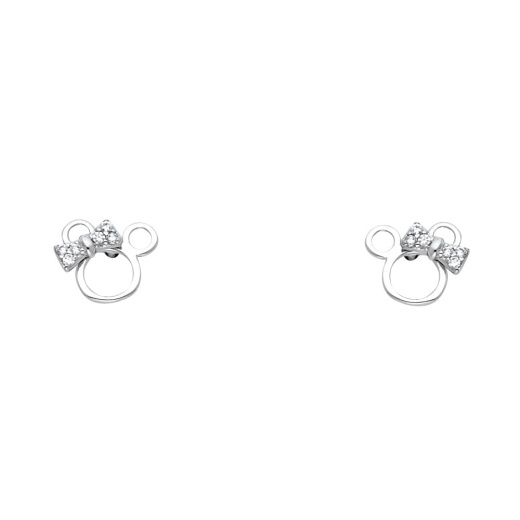 14K Gold Cz Cute Cat Kitten Stud Earrings - Ioka