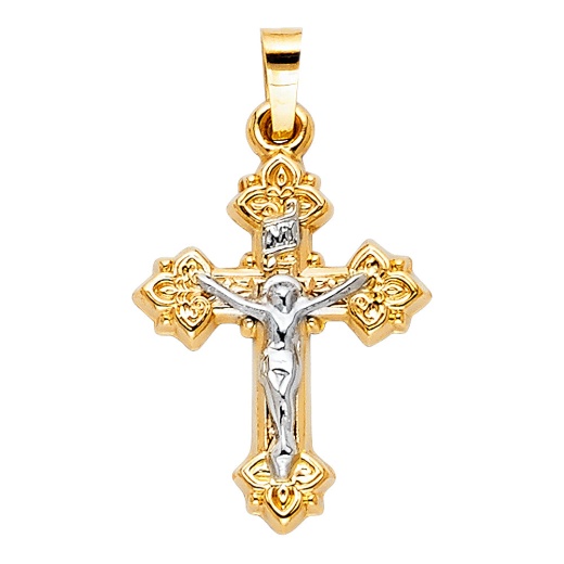 14K Gold Religious Crucifix Charm Pendant - Ioka