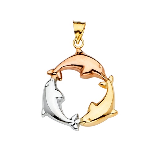 14K Gold Dolphin Charm Pendant