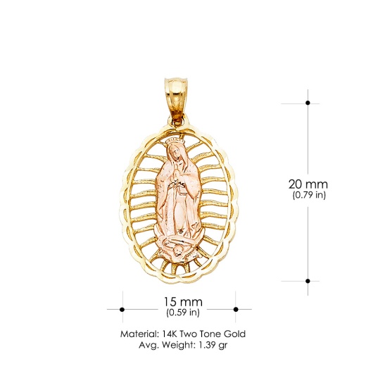 14K Gold Ioka Guadalupe Charm Pendant