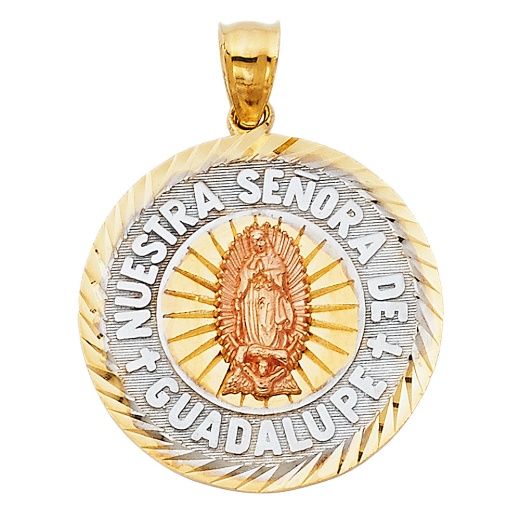 14K Gold Ioka Religious Guadalupe Charm Pendant
