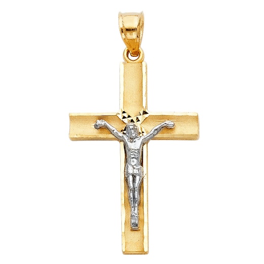 14K Gold Jesus Crucifix Cross Religious Pendant
