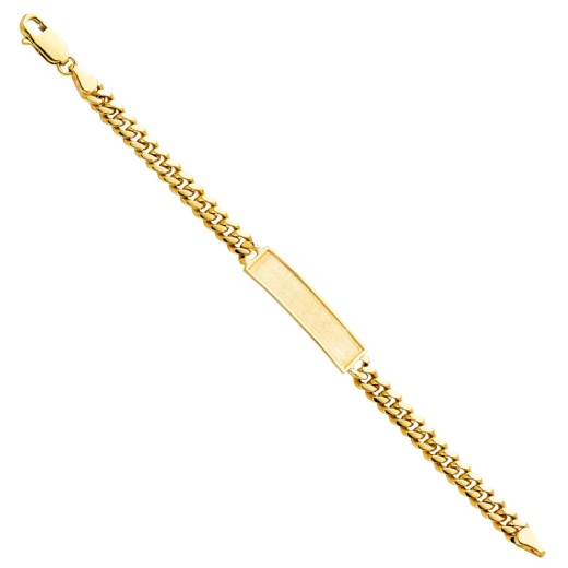 14K Solid Gold Cuban Frame Junior Id Bracelet - 6'