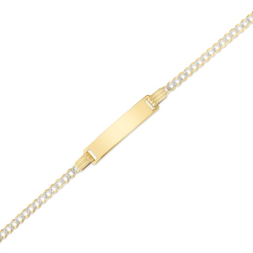 14K Solid Gold Cuban Wp Baby Id Bracelet - 6'
