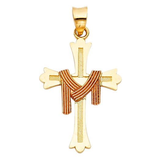 14K Gold Religious Cross Charm Pendant - Ioka