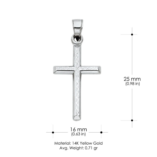 14K Gold Religious Cross Charm Pendant by Ioka