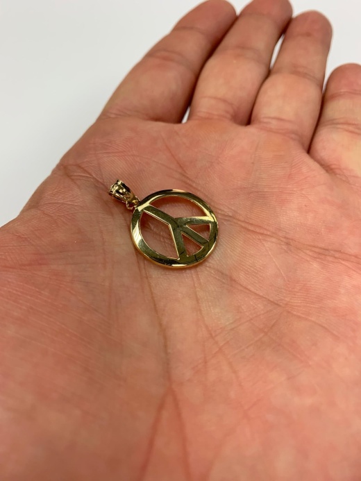 14K Gold Good Vibes Peace Sign Charm Pendant - Ioka Jewelry