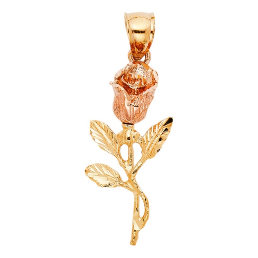 14K Gold Rose Charm Pendant - Ioka Jewelry