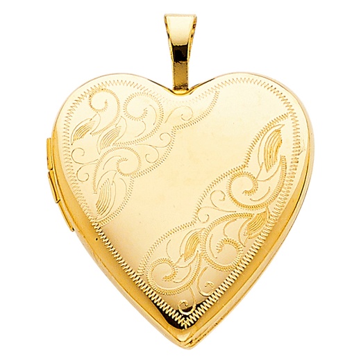 Ioka 14K Gold Engraved Heart Locket Charm Pendant