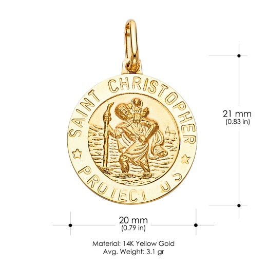 14K Gold St. Christopher Religious Pendant - Ioka