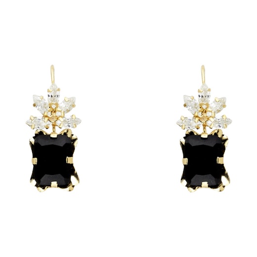 14K Gold Cz Hanging Earrings