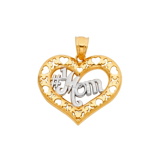 14K Gold Mom Heart Charm Pendant - Ioka Jewelry