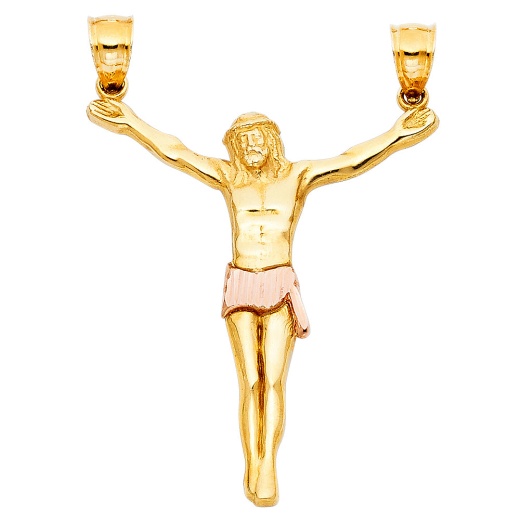 14K Gold Jesus Body Crucifix Cross Religious Pendant - Ioka