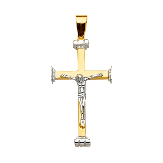 14K Gold Crucifix Cross Religious Pendant