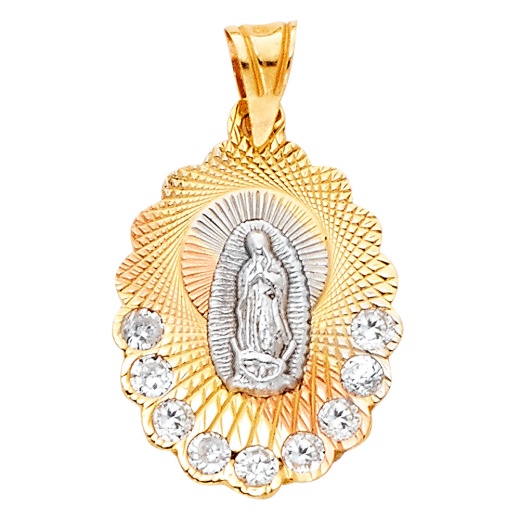 14K Gold Ioka Guadalupe Cz Charm Pendant - New Products