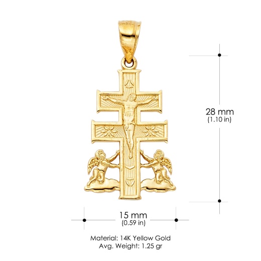 14K Gold Jesus Crucifix Cross of Caravaca Religious Pendant - Ioka