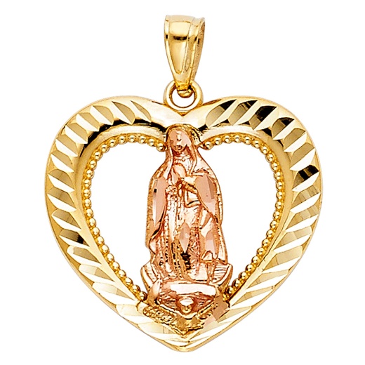 14K Gold Ioka Religious Guadalupe Charm Pendant