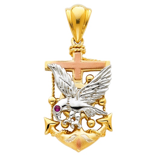14K Gold Eagle Anchor Charm Pendant - Ioka Jewelry