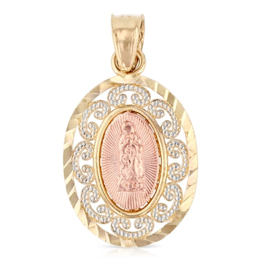 14K Gold Religious Guadalupe Charm Pendant - Ioka
