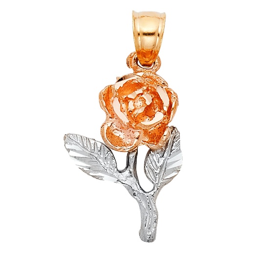 14K Gold Rose Charm Pendant