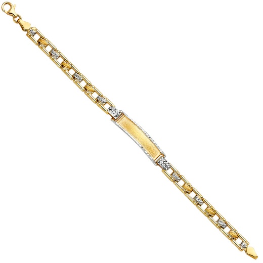 14K Solid Gold Stampato Baby Id Hearts Bracelet - 6"