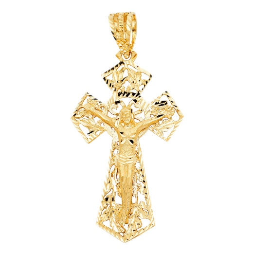 14K Gold Ioka Religious Crucifix Charm Pendant