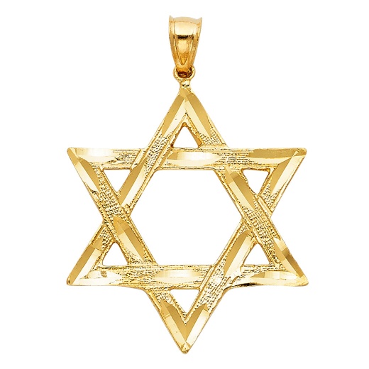 14K Gold Star Of David Charm Pendant