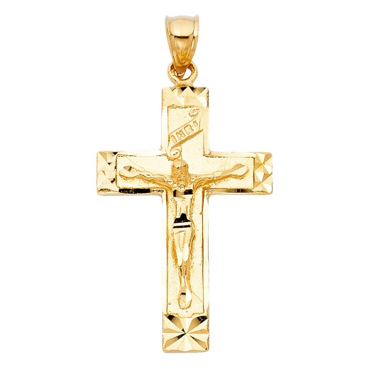 14K Gold Religious Crucifix Charm Pendant