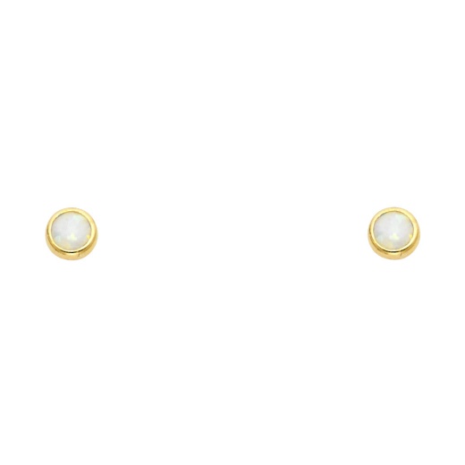 14K Gold Opal Round Stud Earrings (4Mm) by Ioka