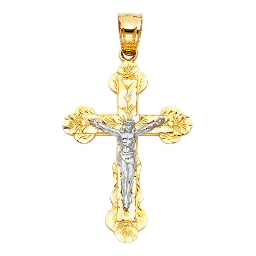 14K Gold Religious Crucifix Charm Pendant