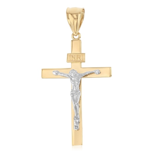 14K Gold Crucifix Cross Religious Pendant