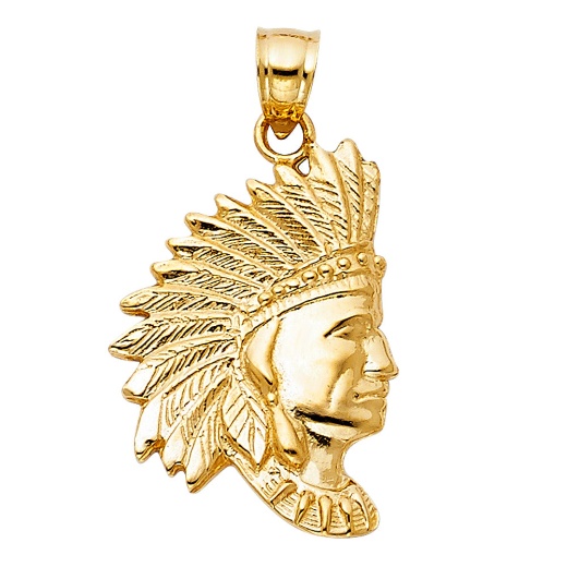 14K Gold Indian Charm Pendant - Ioka Jewelry