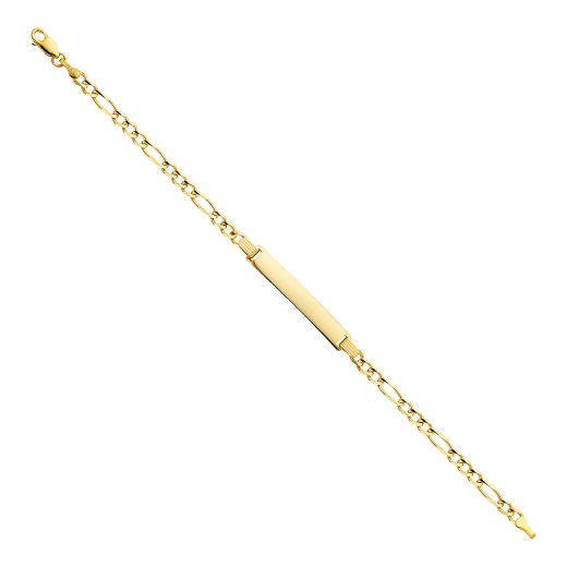 14K Solid Gold Figaro 3+1 Id Bracelet - 7.5'