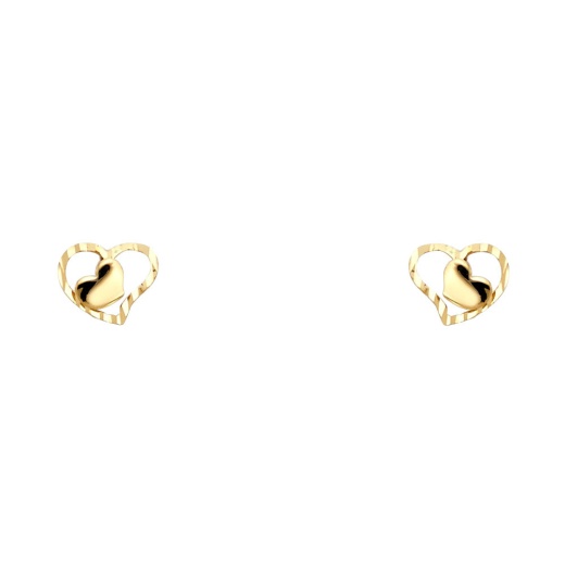 Ioka 14K Gold Double Hearts Stud Earrings