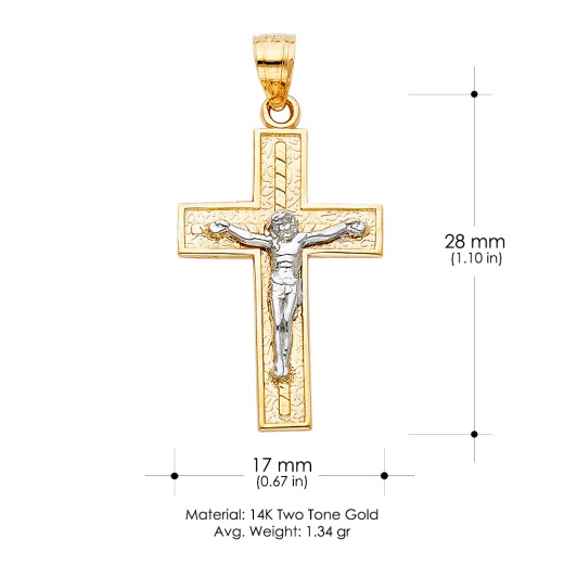 14K Gold Jesus Crucifix Cross Religious Pendant - Ioka