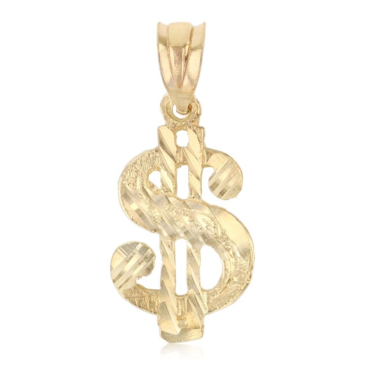 14K Gold Dollar Sign Charm Pendant