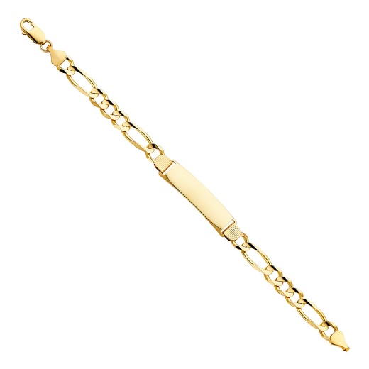 14K Solid Gold Figaro 3+1 Id Bracelet - 8.5' by Ioka