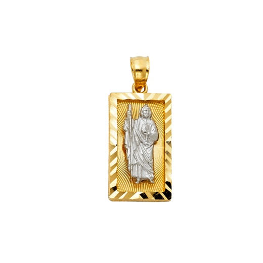 14K Gold St. Jude Religious Cz Pendant