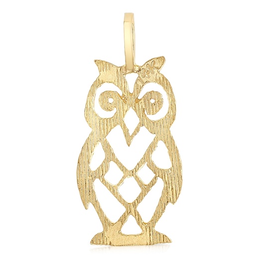 14K Gold Owl Charm Pendant - Ioka Jewelry