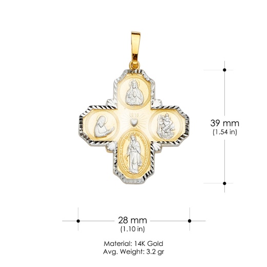 14K Gold Four-Way Jesus Cross Religious Pendant - Ioka Jewelry
