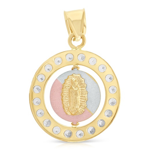 14K Gold Double Sided Round Religious Pendant - Ioka