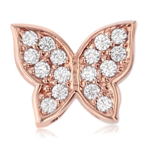 14K Gold Cz Butterfly Charm Pendant