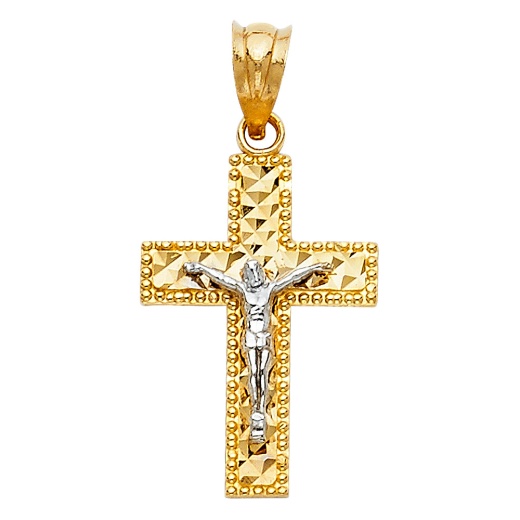 14K Gold Jesus Crucifix Cross Religious Pendant by Ioka