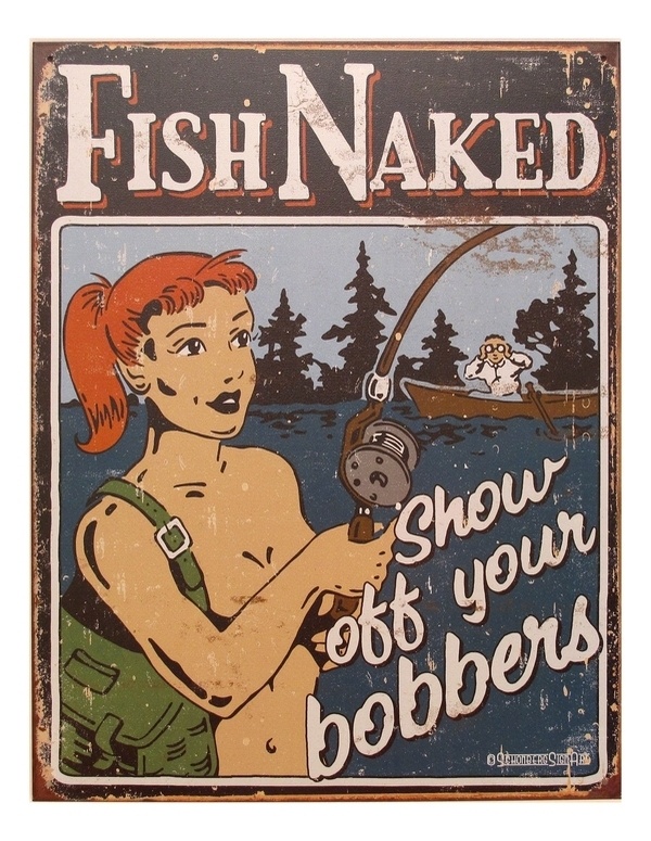 Tin Sign Fish Naked/Bobbers