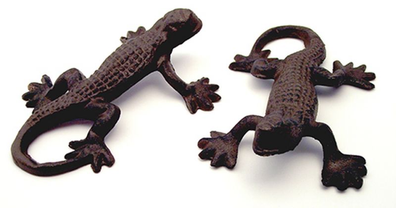 Cast Iron Rust Gecko Lizards Set Of 4