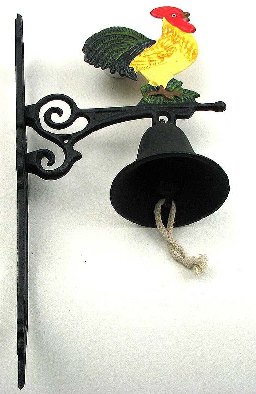 Cast Iron Painted Rooster Bell