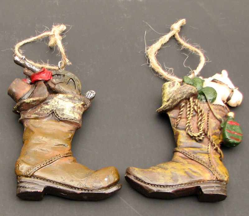 Resin Cowboy Boot Ornaments Set/2